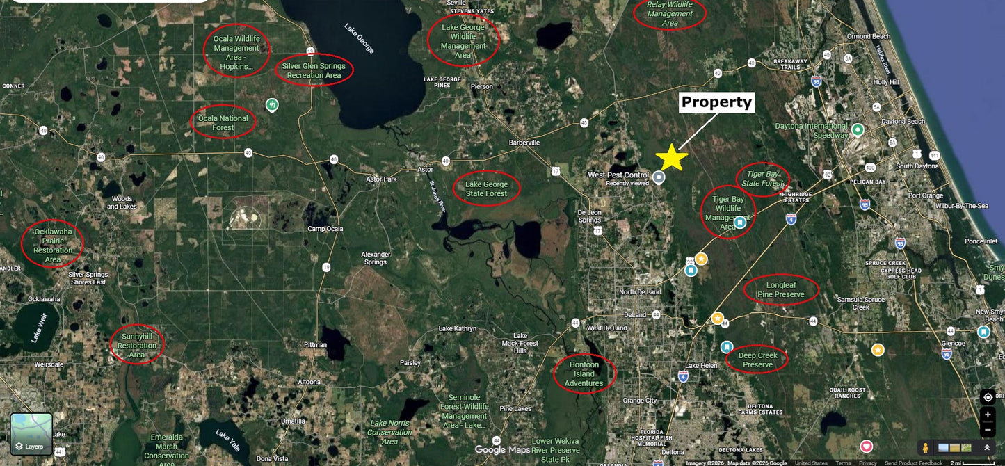 5.0 Acre Parcel near Lafayette Landings Private Airstrip in Volusia County - ONLY $499 Down, $313 per Month!